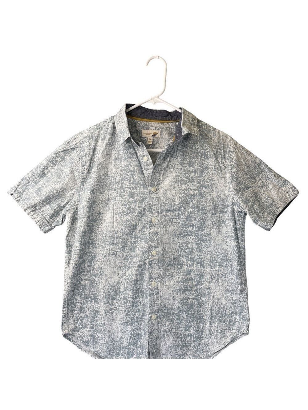 Fundamental Coast Gray Patterned Men's Short Sleeve  Button Down Shirt Small